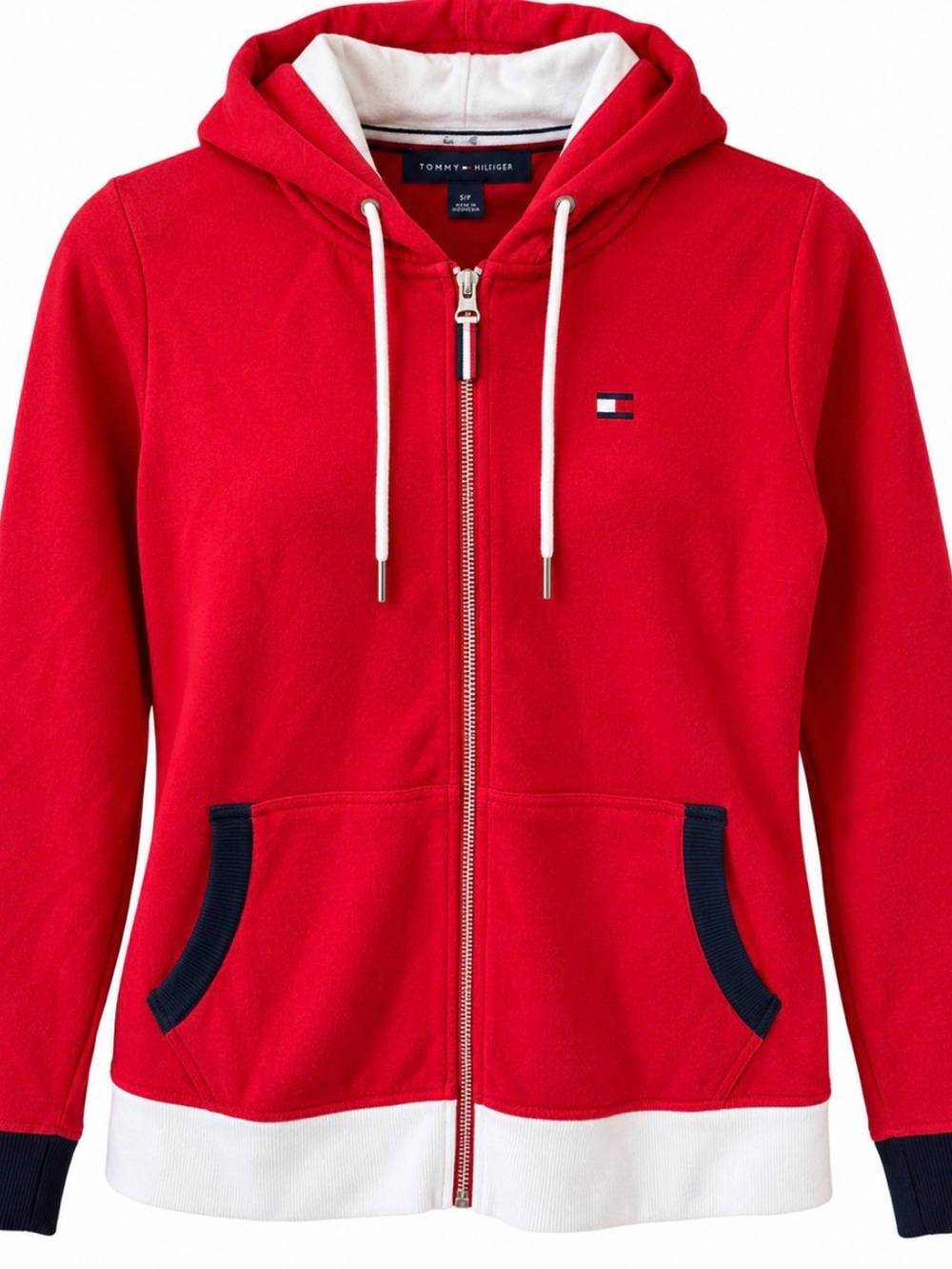 Tommy Hilfiger Women’s Red Colorblock Full Zip Hoodie Jacket Size S
